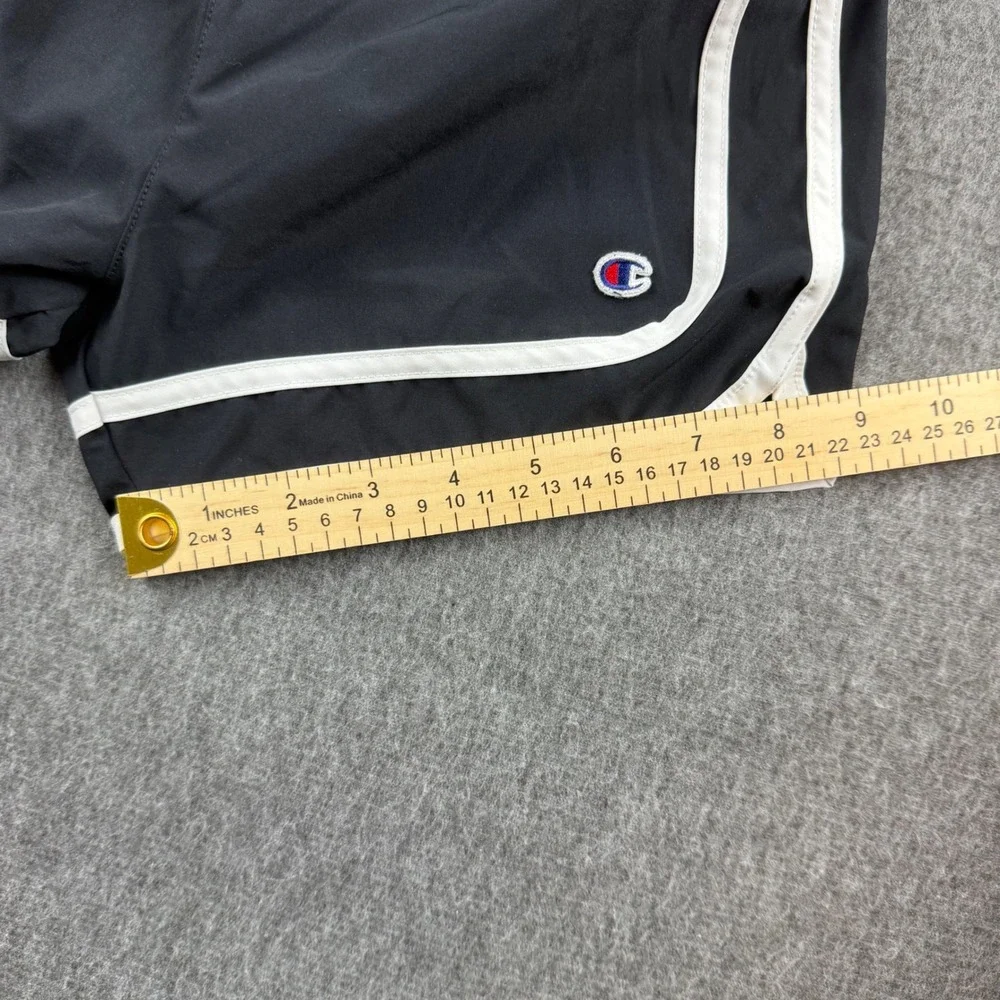 Champion Athletic Shorts Women M‎ Black White Piping Dolphin Hem Drawstring